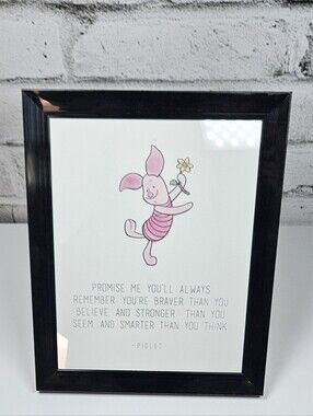 Disney Piglet Inspirational Quote Framed Wall Art Print Nursery Decor